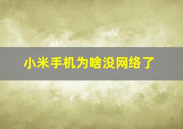 小米手机为啥没网络了