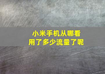 小米手机从哪看用了多少流量了呢