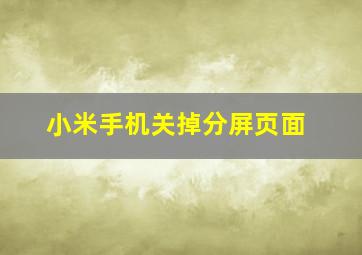 小米手机关掉分屏页面