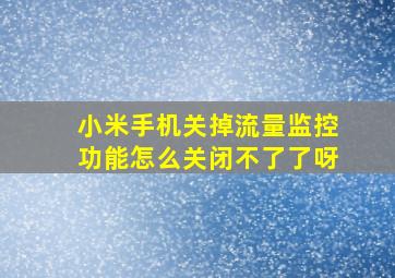 小米手机关掉流量监控功能怎么关闭不了了呀