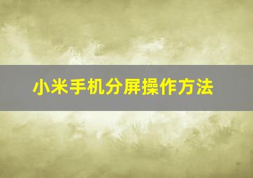 小米手机分屏操作方法