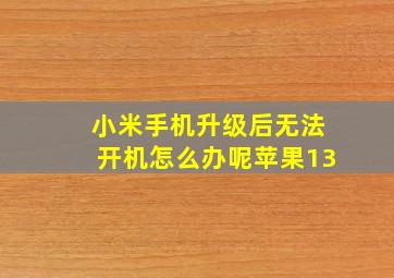 小米手机升级后无法开机怎么办呢苹果13