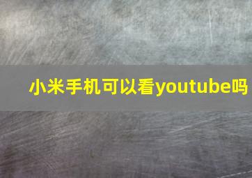 小米手机可以看youtube吗