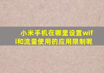 小米手机在哪里设置wifi和流量使用的应用限制呢