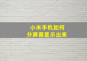 小米手机如何分屏幕显示出来