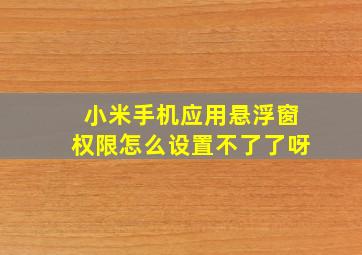 小米手机应用悬浮窗权限怎么设置不了了呀