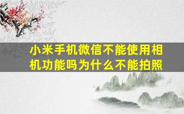 小米手机微信不能使用相机功能吗为什么不能拍照