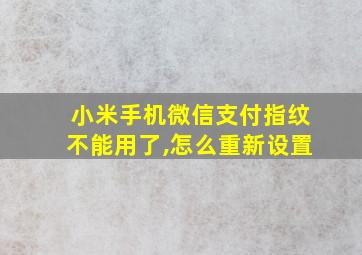 小米手机微信支付指纹不能用了,怎么重新设置