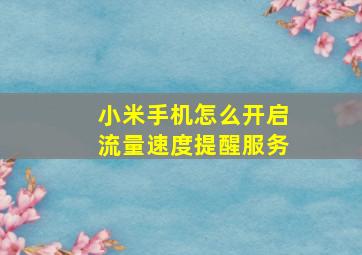 小米手机怎么开启流量速度提醒服务