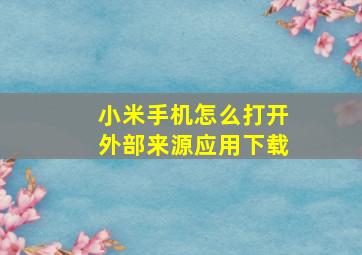 小米手机怎么打开外部来源应用下载