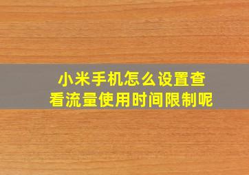 小米手机怎么设置查看流量使用时间限制呢