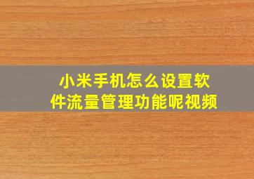 小米手机怎么设置软件流量管理功能呢视频