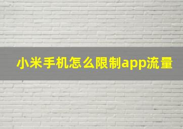 小米手机怎么限制app流量