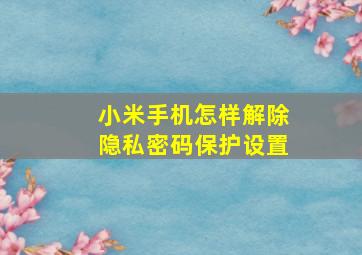 小米手机怎样解除隐私密码保护设置