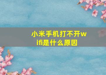 小米手机打不开wifi是什么原因