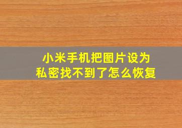 小米手机把图片设为私密找不到了怎么恢复