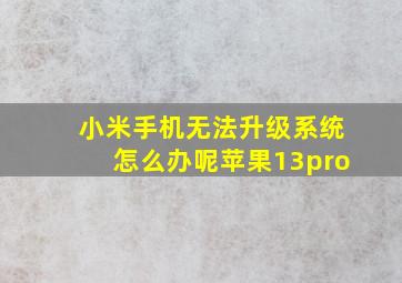 小米手机无法升级系统怎么办呢苹果13pro