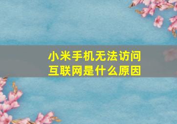 小米手机无法访问互联网是什么原因