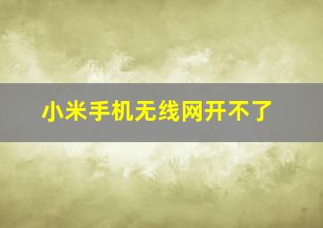 小米手机无线网开不了