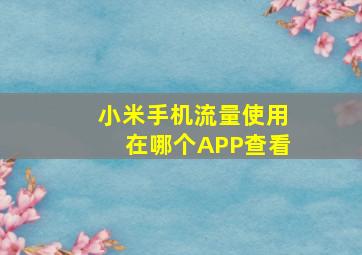 小米手机流量使用在哪个APP查看