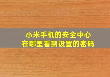 小米手机的安全中心在哪里看到设置的密码