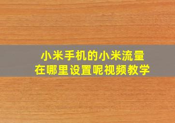 小米手机的小米流量在哪里设置呢视频教学