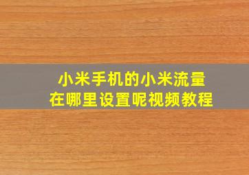 小米手机的小米流量在哪里设置呢视频教程