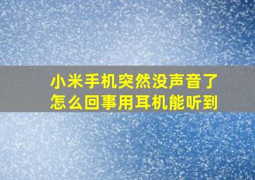 小米手机突然没声音了怎么回事用耳机能听到