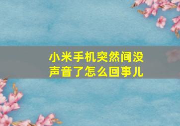 小米手机突然间没声音了怎么回事儿