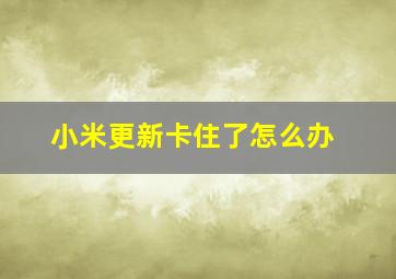 小米更新卡住了怎么办