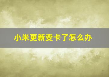 小米更新变卡了怎么办