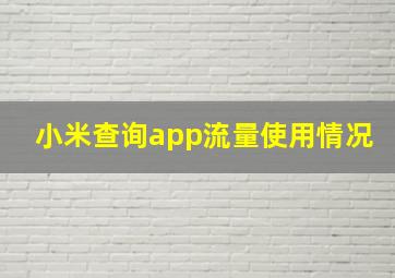 小米查询app流量使用情况