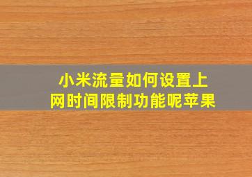 小米流量如何设置上网时间限制功能呢苹果