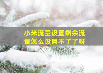 小米流量设置剩余流量怎么设置不了了呀