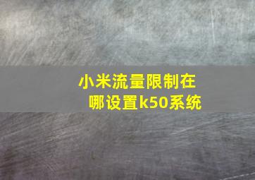 小米流量限制在哪设置k50系统