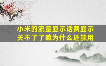 小米的流量显示话费显示关不了了嘛为什么还能用