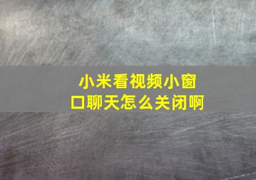 小米看视频小窗口聊天怎么关闭啊