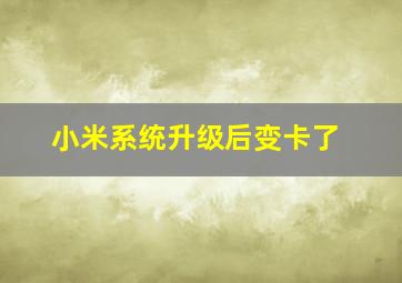 小米系统升级后变卡了