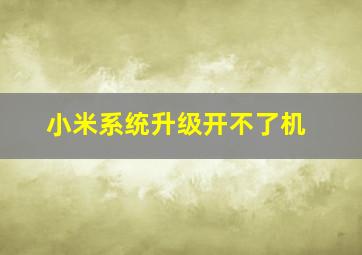 小米系统升级开不了机