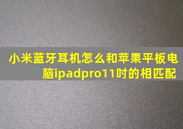 小米蓝牙耳机怎么和苹果平板电脑ipadpro11吋的相匹配