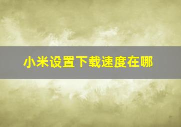 小米设置下载速度在哪