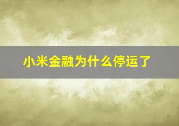 小米金融为什么停运了