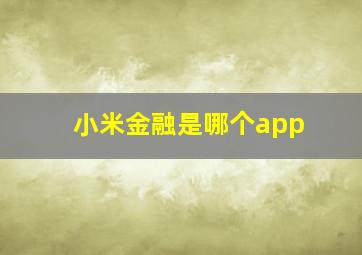 小米金融是哪个app