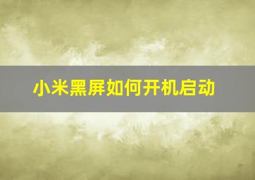 小米黑屏如何开机启动