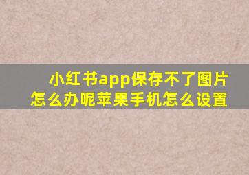 小红书app保存不了图片怎么办呢苹果手机怎么设置