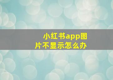 小红书app图片不显示怎么办