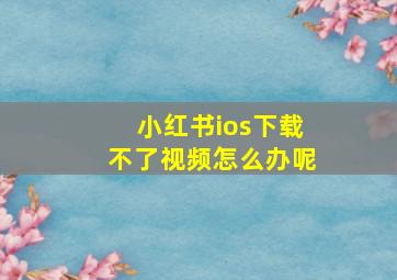 小红书ios下载不了视频怎么办呢