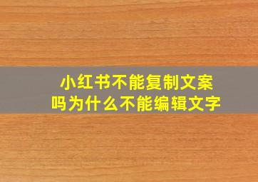 小红书不能复制文案吗为什么不能编辑文字