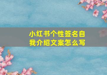 小红书个性签名自我介绍文案怎么写