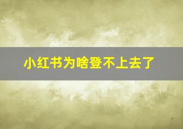 小红书为啥登不上去了